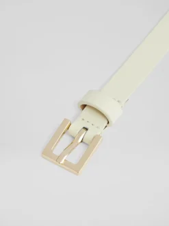 LK Bennett White Clover Leather Square Buckle Belt Online