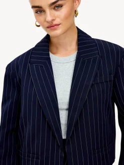 LOAVIES Blue Around The World With You Pinstripe Blazer