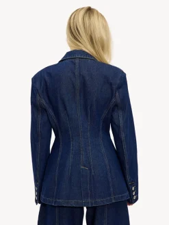 LOAVIES Blue Just Say You Love Me Denim Blazer Discount