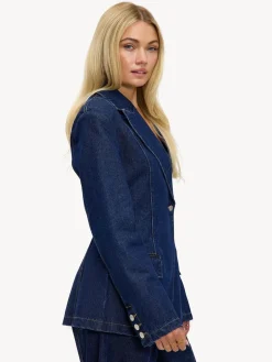 LOAVIES Blue Just Say You Love Me Denim Blazer Discount