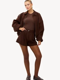 LOAVIES Embraced By Nature High Waisted Tailored Brown Shorts Hot
