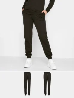 Long Tall Sally Black 2 Pack Basic Joggers Outlet