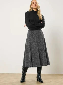 Long Tall Sally Black Boucle A Line Midaxi Skirt