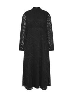 Long Tall Sally Black Burnout Tie Neck Midi Dress New