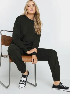 Long Tall Sally Black Cuffed Drawstring Joggers Outlet