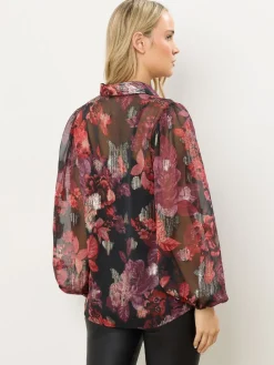 Long Tall Sally Balloon Sleeve Top Black Jacquard Best