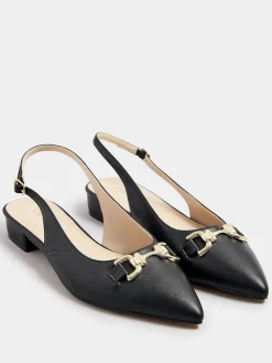 Long Tall Sally Metal Trim Sling Back Shoes Black Online