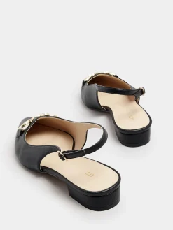 Long Tall Sally Metal Trim Sling Back Shoes Black Online