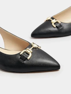 Long Tall Sally Metal Trim Sling Back Shoes Black Online