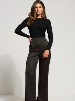 Long Tall Sally Black Military Button Trousers Outlet