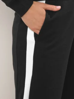 Long Tall Sally Black Ribbed Wide Leg Joggers Discount