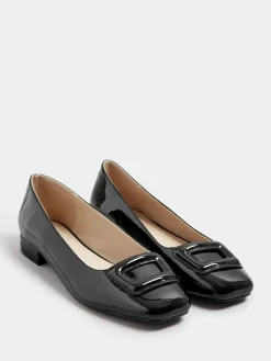 Long Tall Sally Black Square Toe Patent Shoes