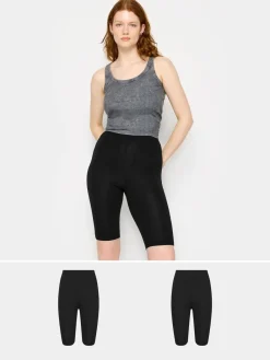 Long Tall Sally Black Stretch Cycling Shorts 2 Pack Discount