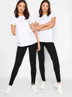 Long Tall Sally Black Stretch Cotton Leggings 2 Pack Clearance