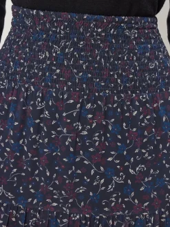 Long Tall Sally Blue Floral Border Tiered Skirt Outlet