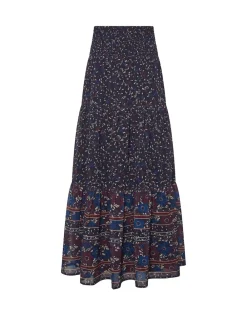 Long Tall Sally Blue Floral Border Tiered Skirt Outlet