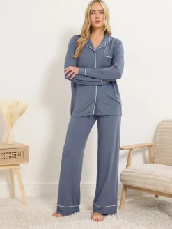 Long Tall Sally Long Sleeve Pyjamas Set Blue Sale