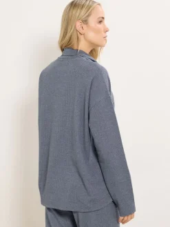 Long Tall Sally Blue Marl Waffle Cowl Neck Lounge Top Hot