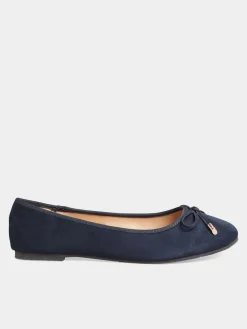 Long Tall Sally Blue Wide-Fit Ballerina Faux Suedette Pumps Best