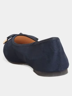 Long Tall Sally Blue Wide-Fit Ballerina Faux Suedette Pumps Best