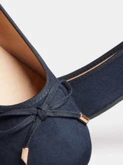 Long Tall Sally Blue Wide-Fit Ballerina Faux Suedette Pumps Best