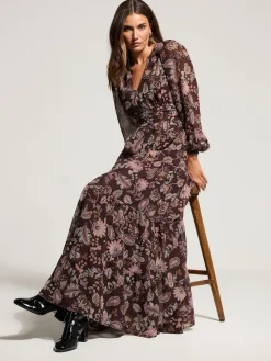 Long Tall Sally Brown Paisley Georgette Maxi Dress Sale