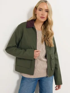 Long Tall Sally Green Cord Collar Barn Jacket Outlet