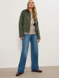 Long Tall Sally Green Cord Collar Barn Jacket Outlet