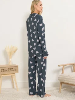 Long Tall Sally Grey Soft Touch Animal Heart Pyjamas Set Sale