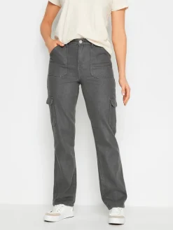 Long Tall Sally Grey Straight Leg 100% Cotton Jeans Hot