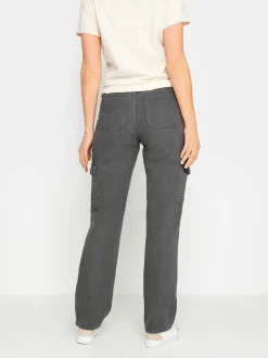Long Tall Sally Grey Straight Leg 100% Cotton Jeans Hot