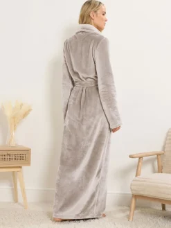 Long Tall Sally Super Luxe Shawl Maxi Robe Natural New