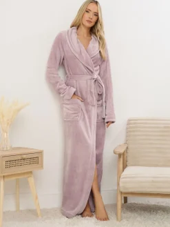 Long Tall Sally Pink Ribbon Shawl Maxi Robe Hot