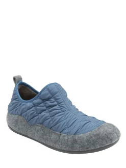 Lotus Blue Quilted Textile Slippers Sale