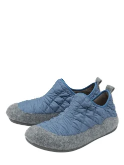 Lotus Blue Quilted Textile Slippers Sale