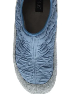 Lotus Blue Quilted Textile Slippers Sale