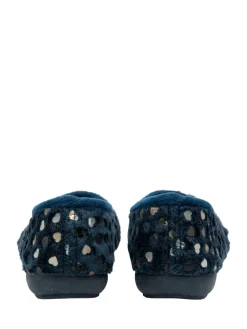 Lotus Blue Textile Ballerina Slippers New