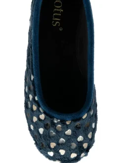 Lotus Blue Textile Ballerina Slippers New
