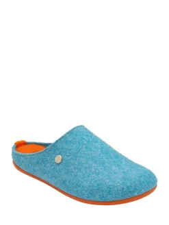 Lotus Blue Textile Flat Mule Slippers