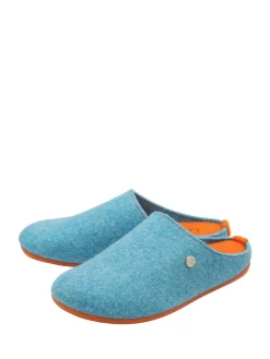 Lotus Blue Textile Flat Mule Slippers