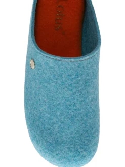 Lotus Blue Textile Flat Mule Slippers