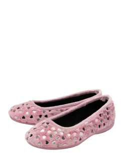 Lotus Pink Textile Ballerina Slippers Hot