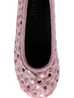 Lotus Pink Textile Ballerina Slippers Hot
