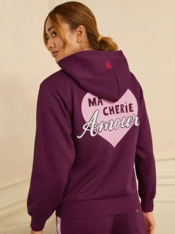 Love & Roses Jersey Loungwear Hoodie Berry Red Clearance