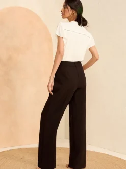 Love & Roses Black Black Wide Leg Trousers Discount