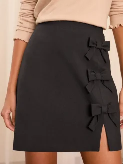 Love & Roses Bow Mini Skirt Black New