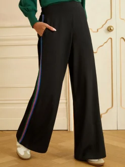 Love & Roses Contrast Side Stripe Wide Leg Trousers Black Sale