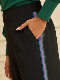 Love & Roses Contrast Side Stripe Wide Leg Trousers Black Sale