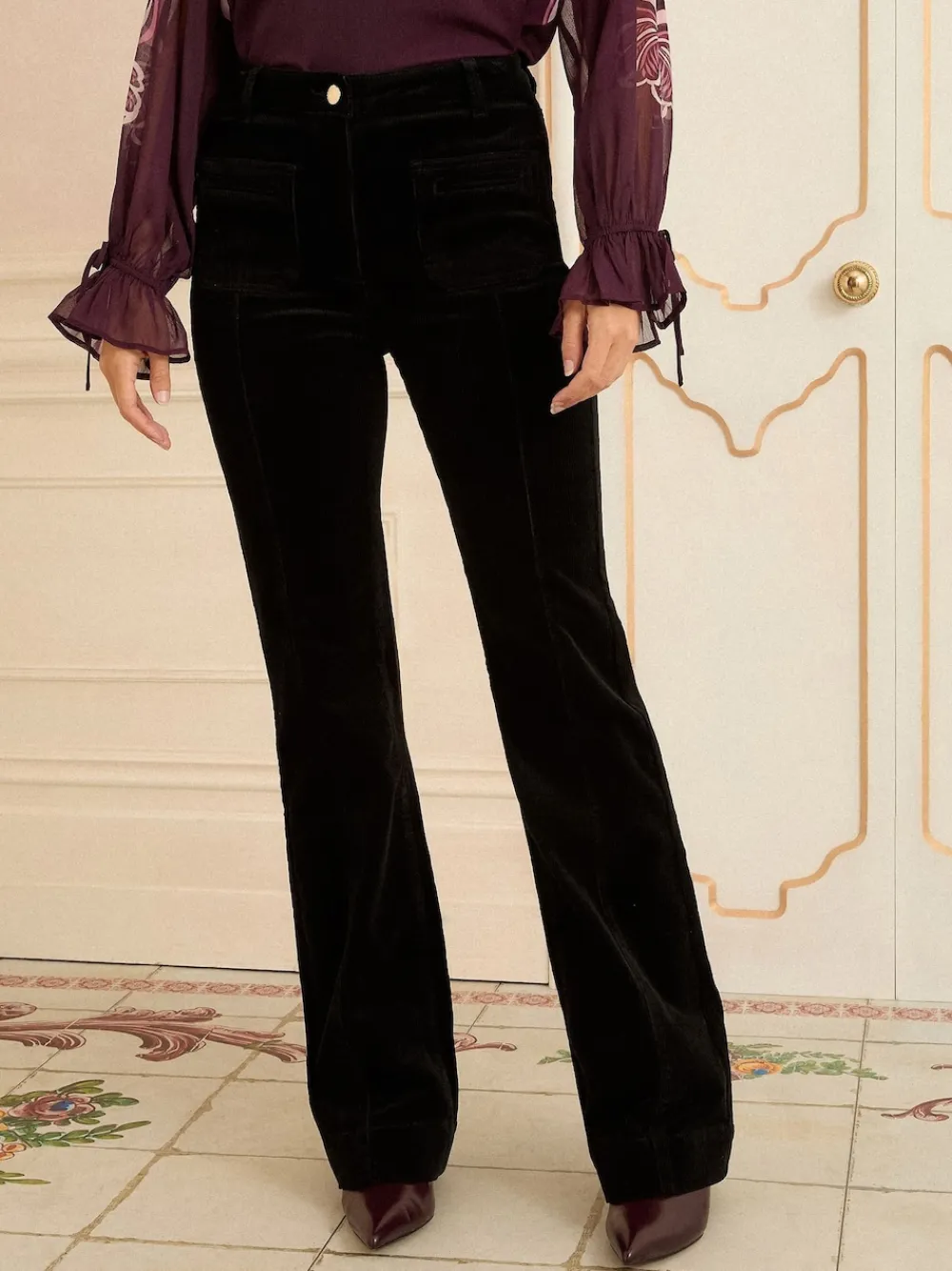 Love & Roses Black Cord Bootcut Jeans Discount