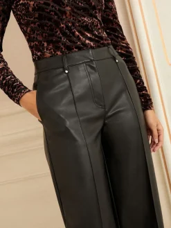 Love & Roses Faux Leather Wide Crop Skirt Black New